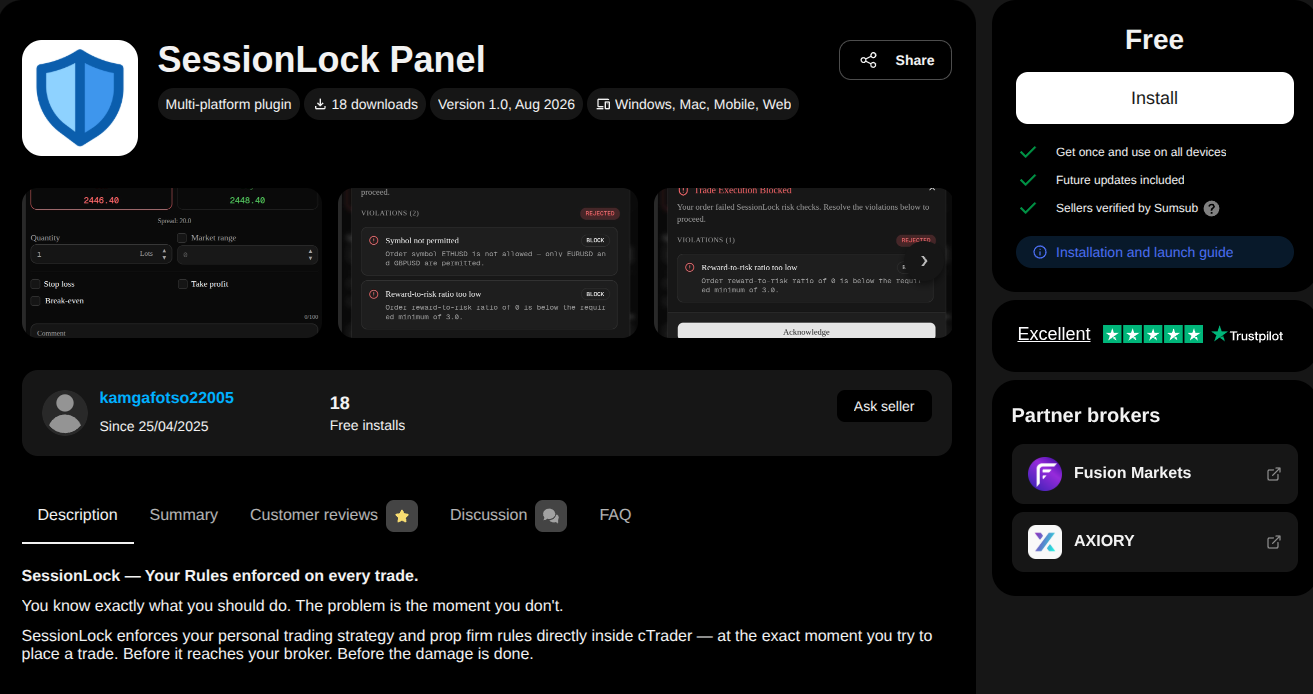 SessionLock on cTrader Store